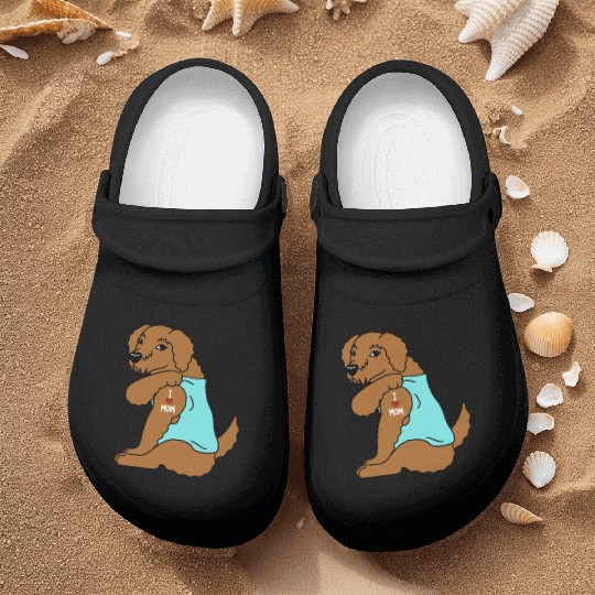I Love Mom Tattoo Goldendoodle Nurse Clogs