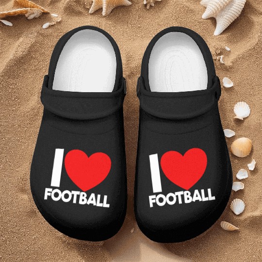 I Love Football Red Heart Football Lover Football Nurse Clogs