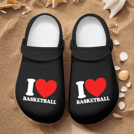 I Love Basketball Red Heart Hoop B-Ball Basketball Nurse Clogs