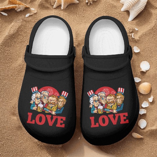 Love America American Presidents USA 4th Of July Nurse Clogs