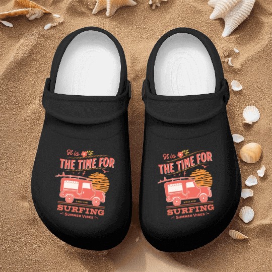 Retro Surfing Design – Summer Beach Vibes. Nurse Clogs