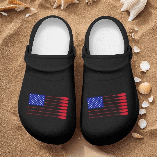 Cool American Flag Rowing Oar Funny Paddle Lover Nurse Clogs