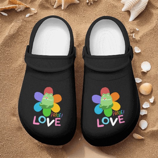 cute frog pride colors Nurse Clogs
