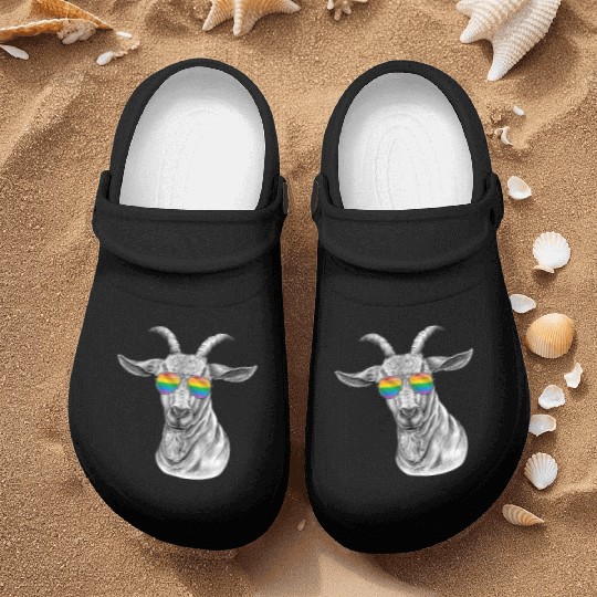 Funny Goat LGBT Rainbow Flag Gay Pride Nurse Clogs