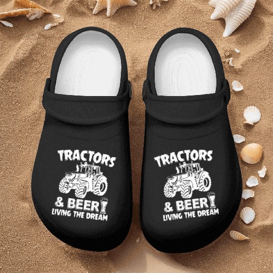 Tractors And Beer Living The Dream Funny Farmer Nurse Clogs