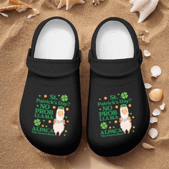St. Patrick's Day? No Prob Llama Alpaca Green Beer Nurse Clogs