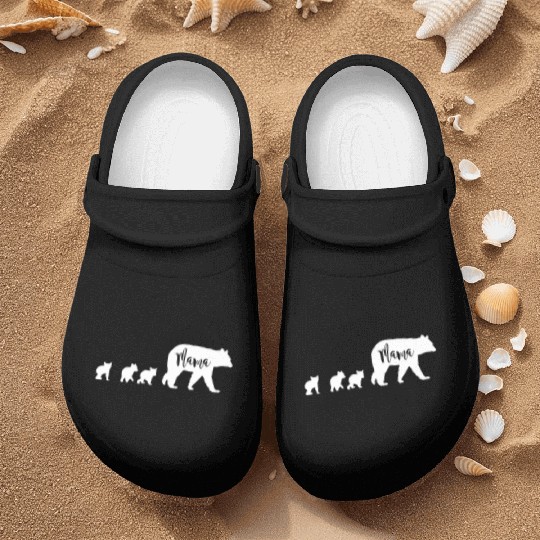 Mama Bear With 3 Three Cubs Fun Mom Mother Nurse Clogs