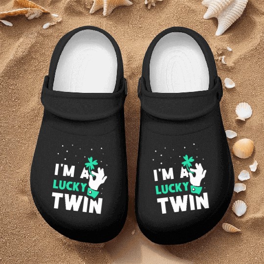 I'm A Lucky Twin St. Patricks Day Ireland Irish Nurse Clogs