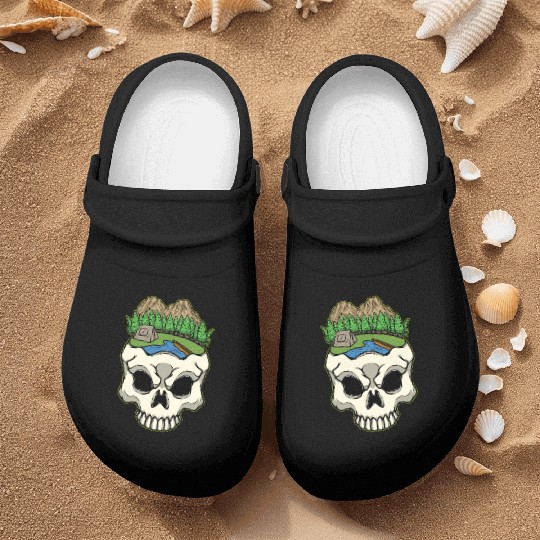 Skeleton Head Camp Campsite Camper Camping Nurse Clogs