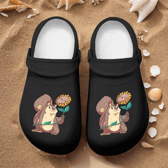 Wildlife Animal Squirrel & Sunflower-Themed Nurse Clogs