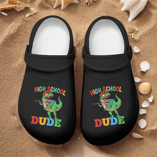 High School Dude T-Rex Dinosaur Boys Nurse Clogs