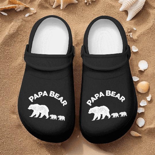Vintage Papa Bear with Two Cubs Daddy Bear Twin Nurse Clogs