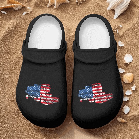Farm Tractor American Flag Combine Harvester Nurse Clogs