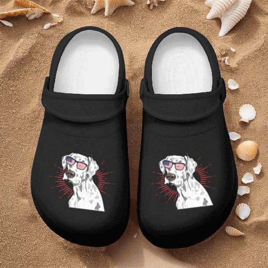 Dalmatian Dog Lover 4th of July Nurse Clogs