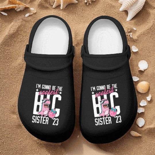 Coolest Big Sister 2023 Baby Pregnancy Dino Girls Nurse Clogs