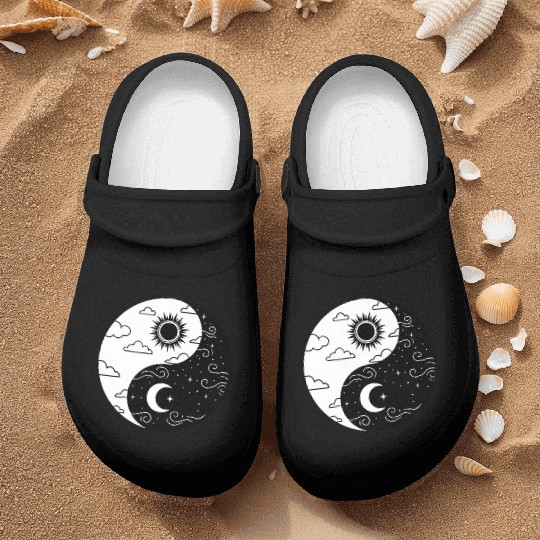 Sun and Moon Yin Yang for Yin Yang Art Lover Nurse Clogs