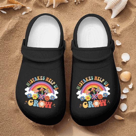 Mistakes Help Us Grow Groovy Growth Mind Rainbow Nurse Clogs