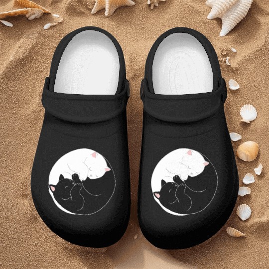Yin Yang Cat For Cat Lover Nurse Clogs
