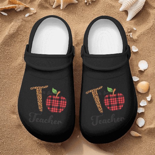 Leopard T is For Teacher Nurse Clogs