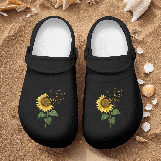 Sunflower Birds Cute Floral Birdwatching Nurse Clogs