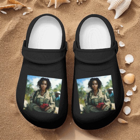Beautiful US army combat medic painting Nurse Clogs