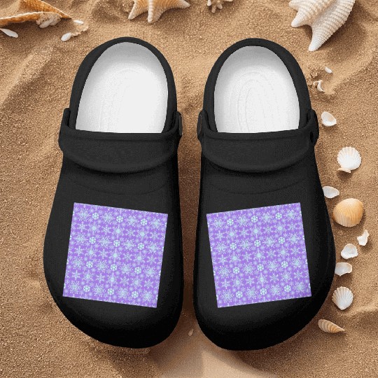 Modern Snowflakes Pattern Purple Blue Nurse Clogs