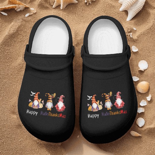 happy hallo thanksmas Thanksgiving gnome Funny Nurse Clogs
