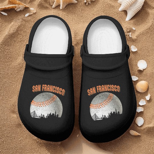 San Francisco Vintage Skyline Baseball For Gameday Nurse Clogs