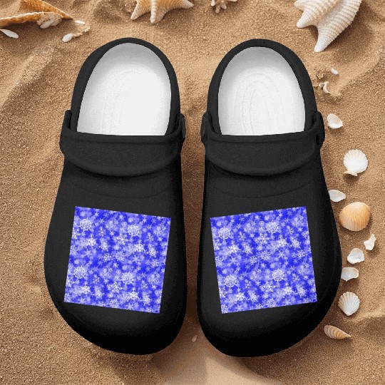 Navy Blue White Snowflakes Pattern Nurse Clogs