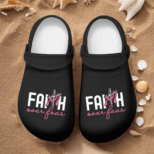 Faith Over Fear Breast Cancer Awareness Support Nurse Clogs