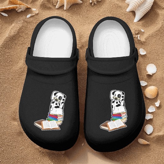 Book Reading Dalmatian Dog Lover Nurse Clogs