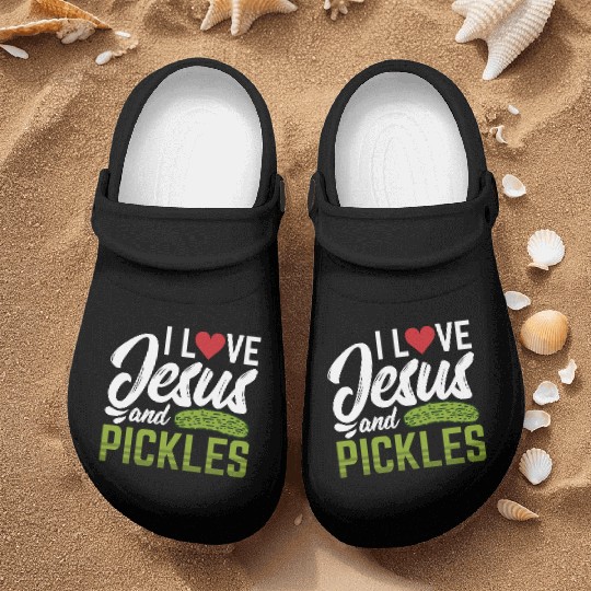 I Love Jesus And Pickles Nurse Clogs
