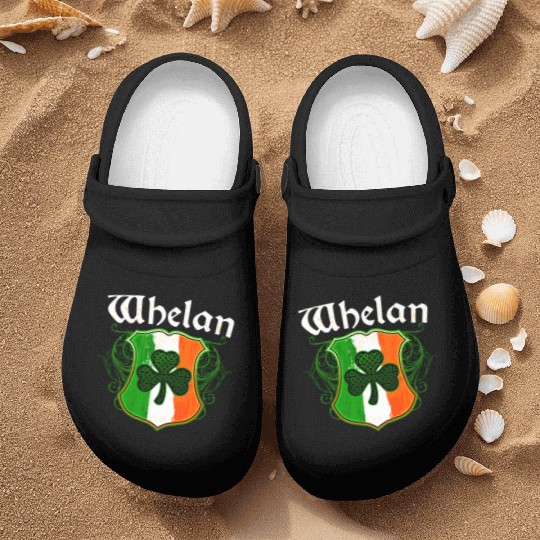 Whelan Irish Surname Ireland Flag Shield Shamrock Nurse Clogs