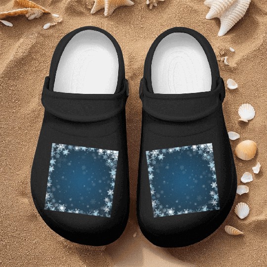 Navy Blue White Snowflakes Pattern Nurse Clogs