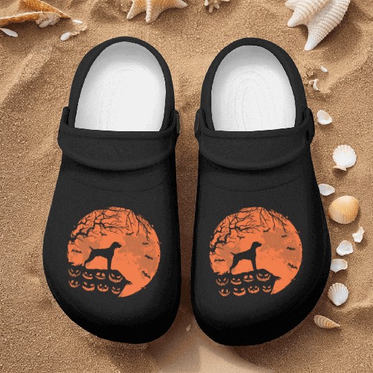 Vizsla And Moon Halloween Funny Dog Lover Gift Nurse Clogs