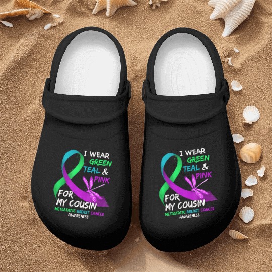 I Wear Green Teal Pink For My Cousin Metastatic Nurse Clogs