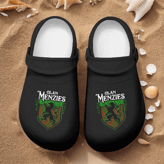 Clan Menzies Scottish Tartan Rampant Lion Celtic Nurse Clogs