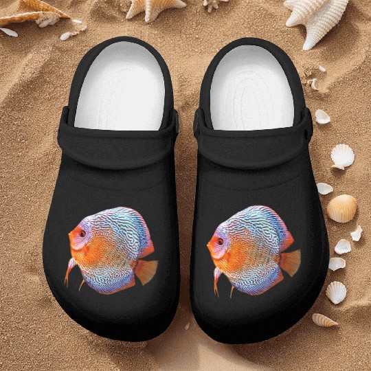 DISCUS FISH - Snakeskin, orange/blue Nurse Clogs