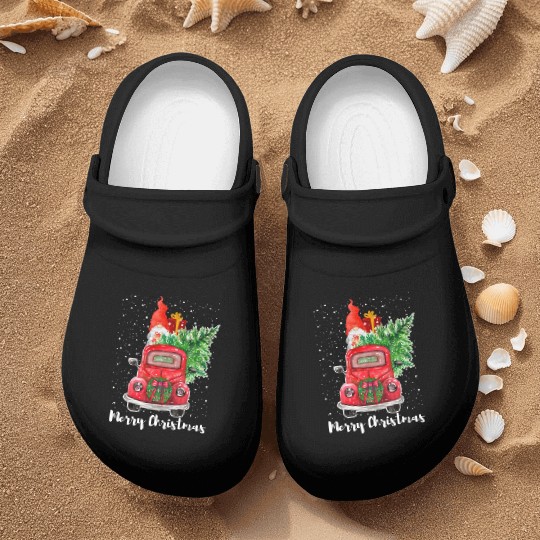 Red Truck Merry Christmas Tree Gnome Snowflakes Nurse Clogs