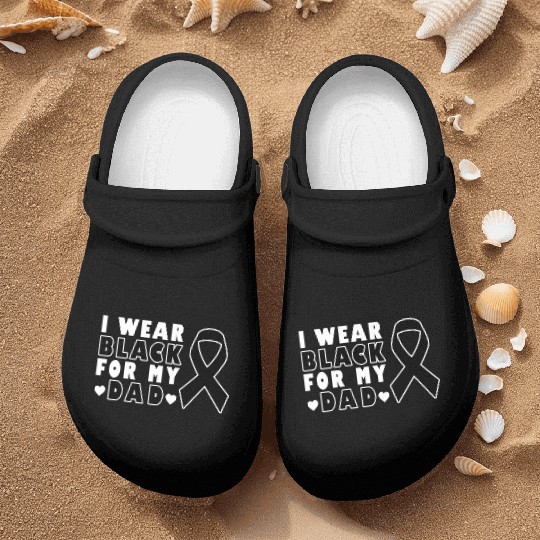 I Wear Black For My Dad Skin Cancer Warrior Nurse Clogs