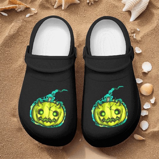 Green Pumpkin Spirit With Horns Halloween Nurse Clogs