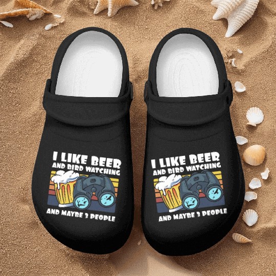 Birdwatching I Like Beer Binoculars Ornithologist Nurse Clogs