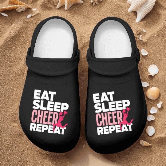 Eat Sleep Cheer Repeat Funny Cheerleading Gift Nurse Clogs