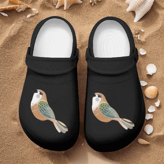 Folk art song bird Nurse Clogs