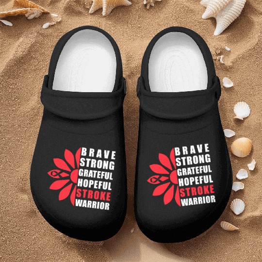 Stroke Awareness Brave Strong Grateful Stroke Nurse Clogs