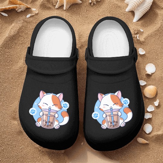 Cat Boba Tea Bubble Tea Kawaii Anime Japanese Neko Nurse Clogs