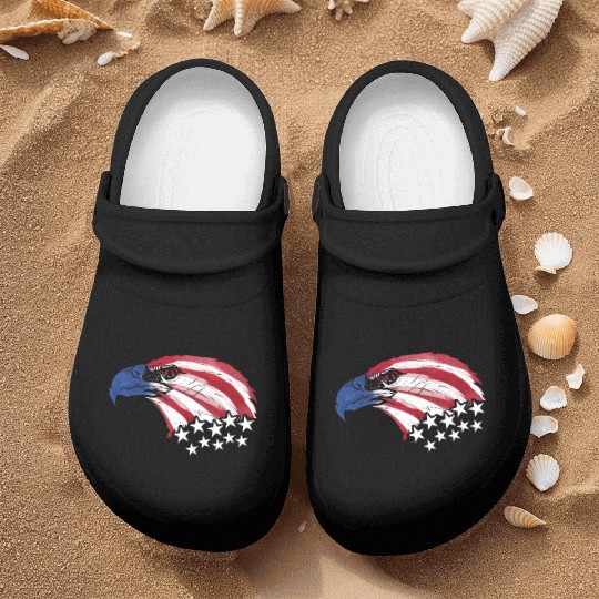 Bald Eagle US Flag Colors Patriotic 4th Of July Nurse Clogs