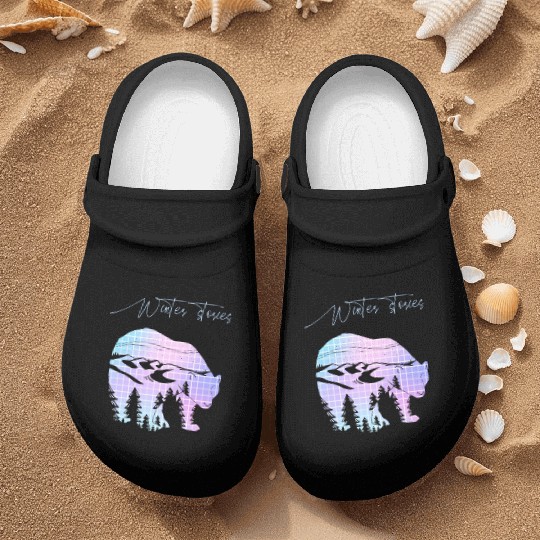 Winter stories Bear Trees Pastel Rainbow Nurse Clogs