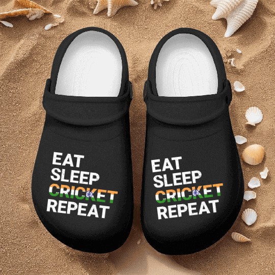 Eat Sleep Cricket Repeat IND Flag Sports Gift Nurse Clogs