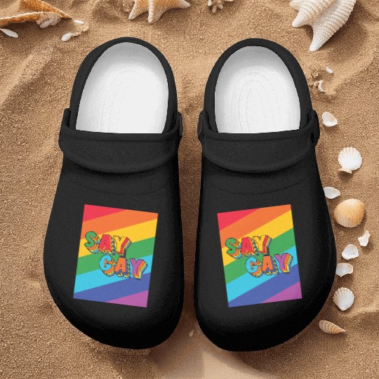 LBGT Flag Gay Pride Human Vintage Rainbow Nurse Clogs